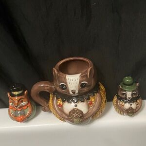 JOHANNA PARKER Fall Harvest Salt & Pepper Shakers & Squirrel Mug